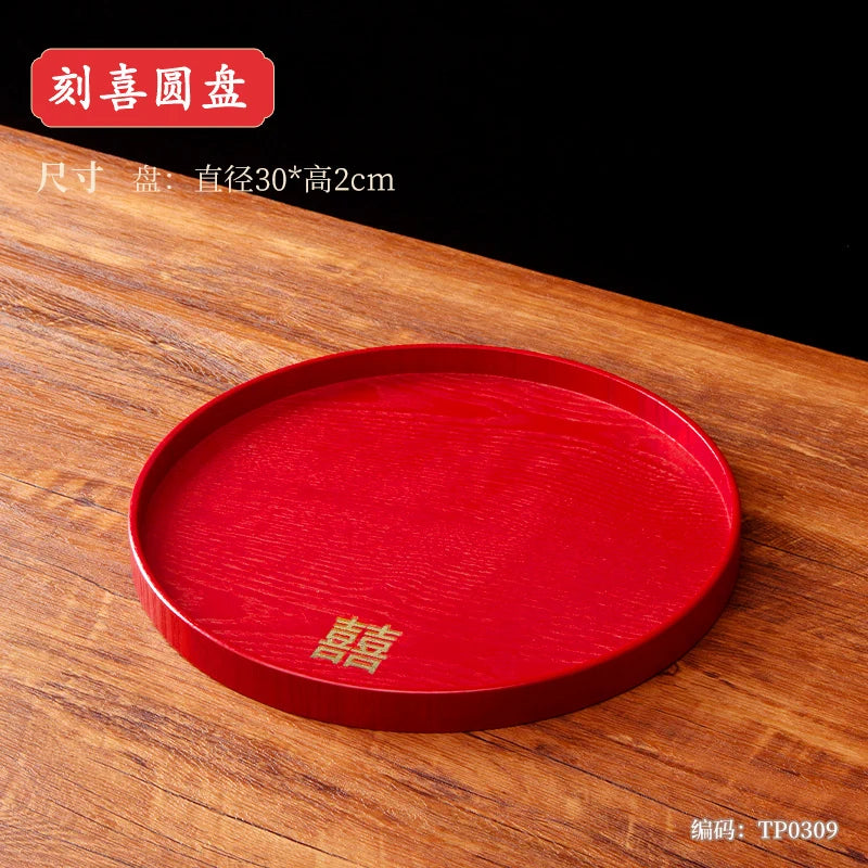Chinese Wedding Tableware Set Joyful Red Ceramic Bowls Spoons Teacups Chopsticks Tray Wedding Supplies Gifts